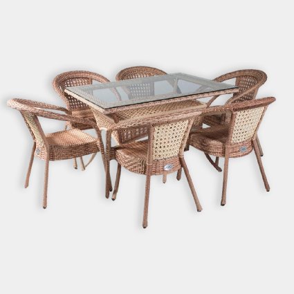 картинка DECO PLUS Комплект  с прямоугольным столом (6 персон)