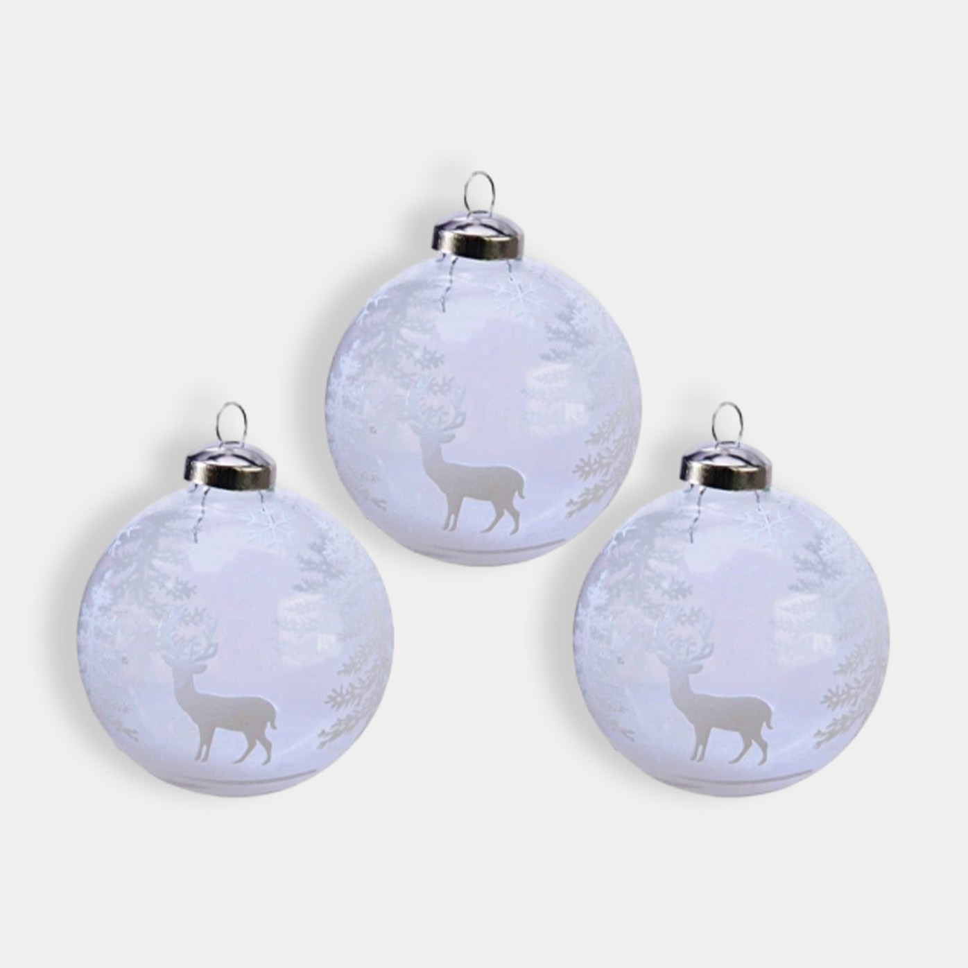 Набор стеклянных ёлочных шаров ПРИЗРАЧНЫЕ ОЛЕНИ