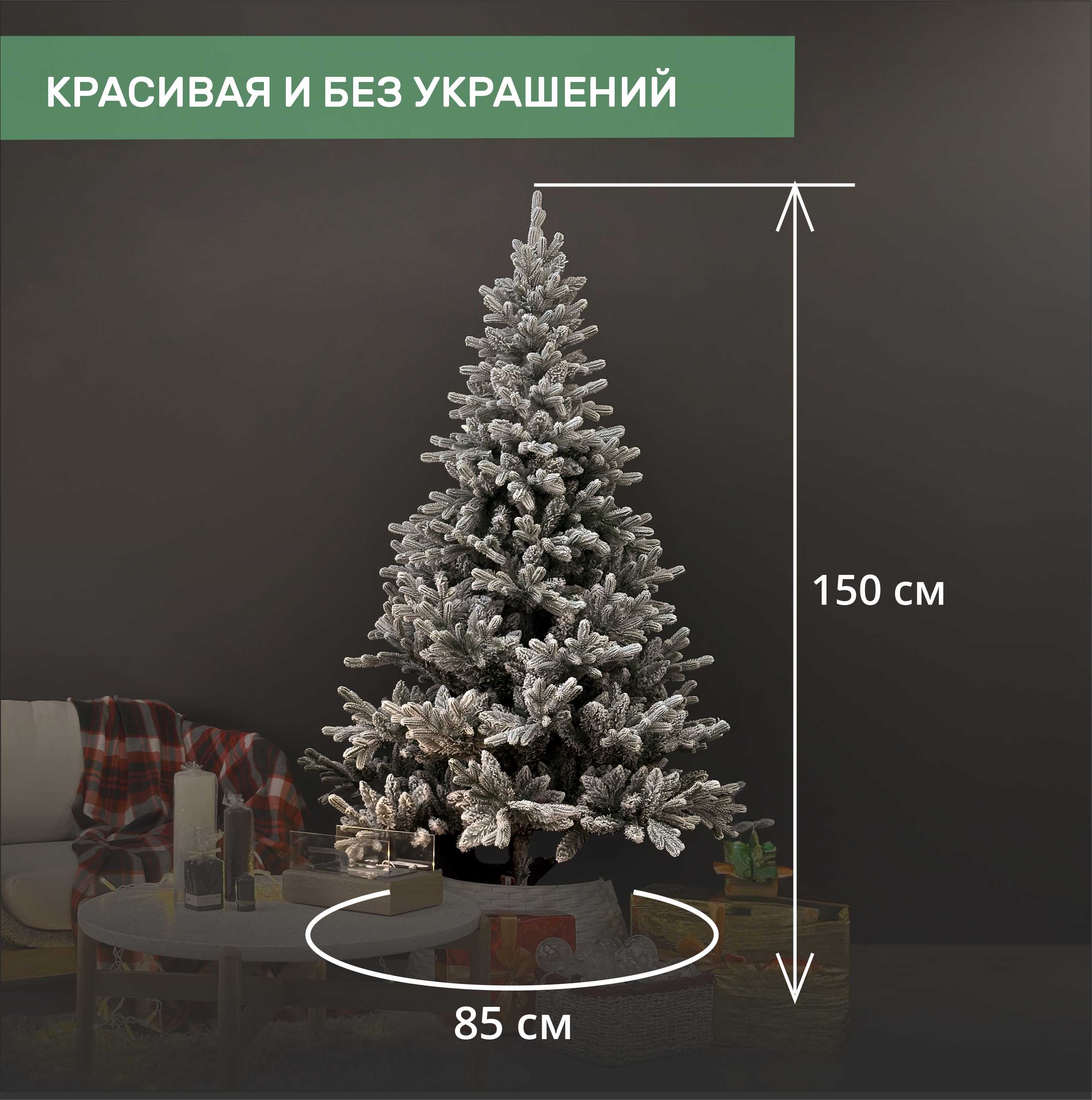 картинка Ель КАСПИЙСКАЯ заснеженная 1.5 м.