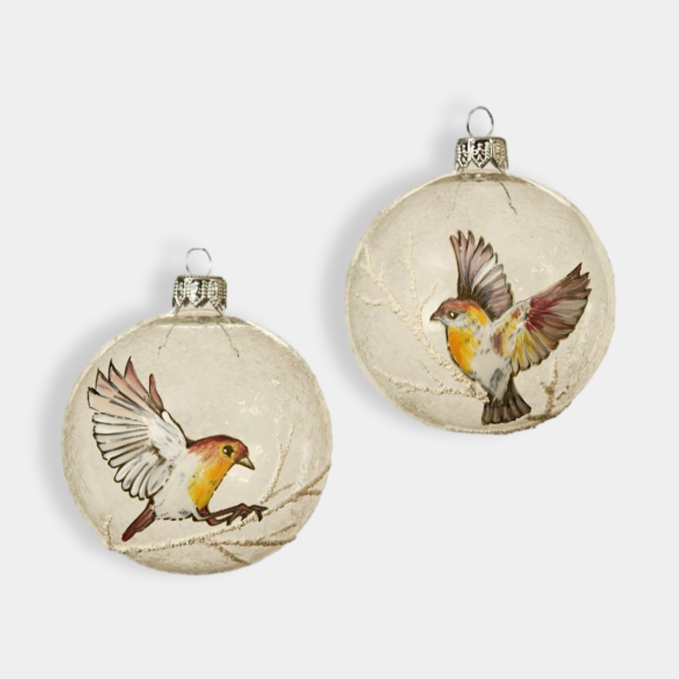 картинка Набор стеклянных ёлочных шаров ЗИМНЯЯ ПТАШКА